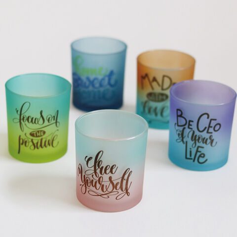 Pots à bougie en verre dépoli coloré, récipient en verre pour bougies