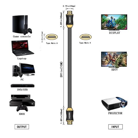 Câble HDMI haute qualité premium plaqué or 24 carats 60Hz 2.0V 30m Câble HDMI 4K