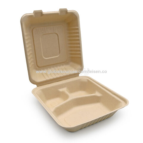 Buy Wholesale China 6-inch, Ribbed Hamburger Compostable Clamshell,,  Take-out/to-go Food Boxes - Biodegradable Containers, Hinged Lid -  Microwave-safe & Sugarcane Food Containers,food Boxes,hamburger Box at USD  0.0552
