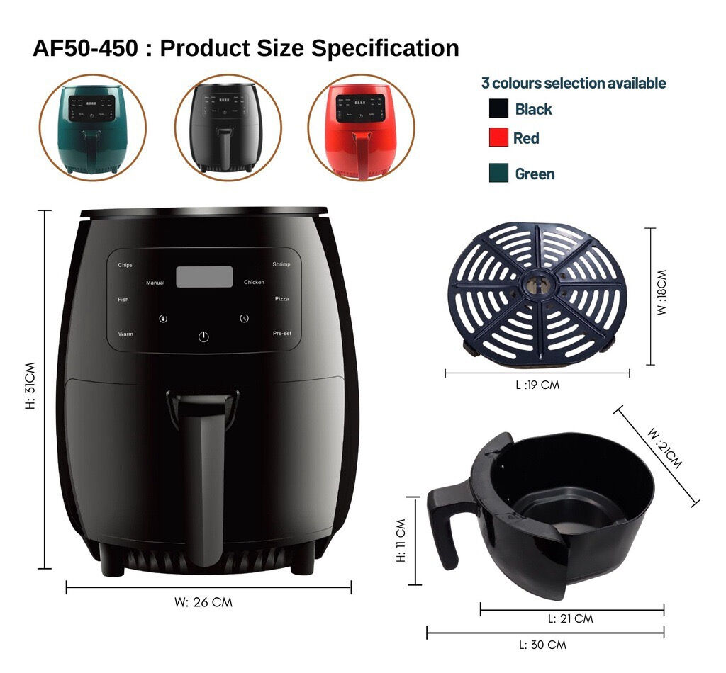 Buy Wholesale China Electric Air Fryer,4.5l Hot Air Fryers Cooker With Dual  Temperature And Time Knob Control, Easy Use & Air Fryer at USD 16.67