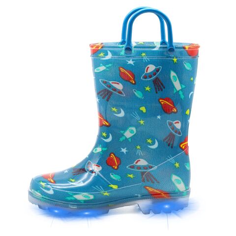 Botas de Lluvia Impermeables con Luces y Diseños para Niños Pequeños y Niñas con Asas y Brillantina