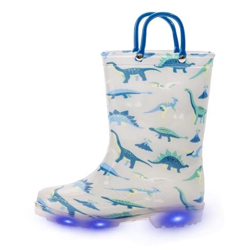 Botas de Lluvia Impermeables con Luces y Diseños para Niños Pequeños y Niñas con Asas y Brillantina