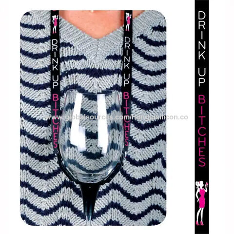Lanyard portavasos personalizado de PVC o silicona para cerveza, vino y otras bebidas con logo para promociones B2B
