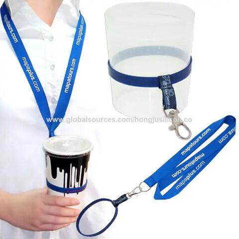 Lanyard portavasos personalizado de PVC o silicona para cerveza, vino y otras bebidas con logo para promociones B2B
