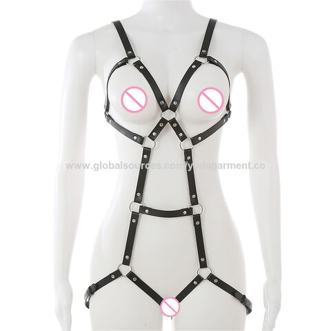 Compre Sexy Punk Pu Couro Cupless Cinto Gótico Correias De Corpo