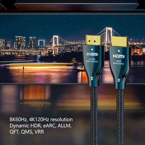 Câble HDMI ultra haute vitesse 48 Gbps certifié 8K@60Hz avec connecteurs plaqués or pour home cinéma