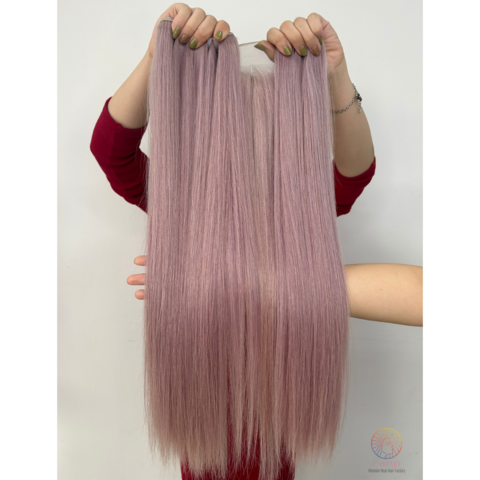 Pink Red Purple Indian Raw 613 Human Hair Bundles Extensions Clips