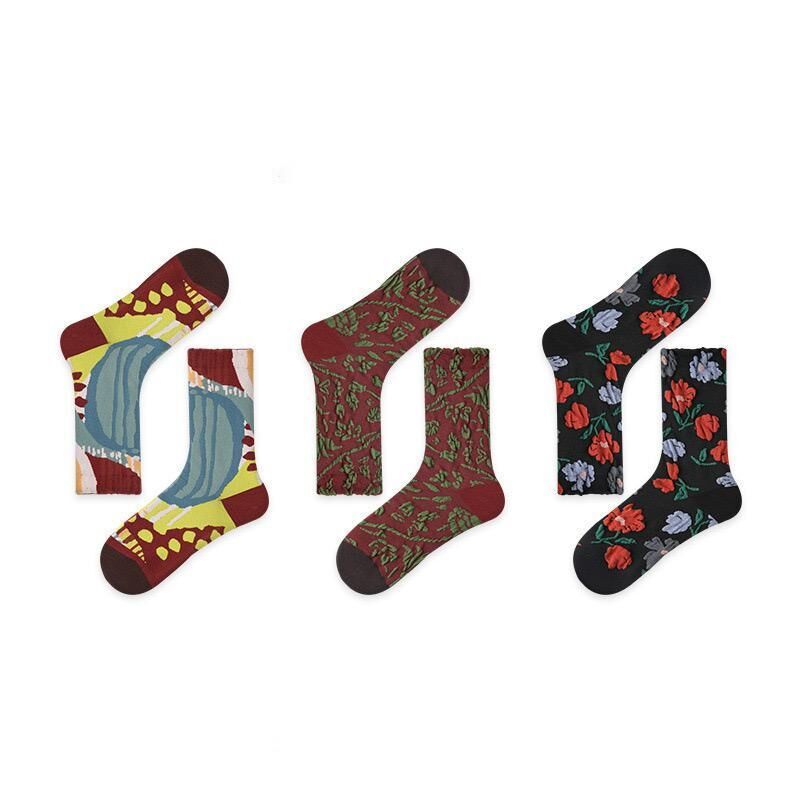 Hand-painted original tide socks retro medium tube couple socks literary  socks street cartoon cotton socks