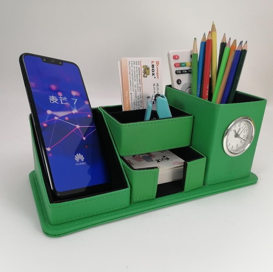 Organisateur De Télécommandes En Cuir PU – 5 Compartiments Multifonction Pour TV, Clim, Clés, Stylos & Accessoires Bureau
