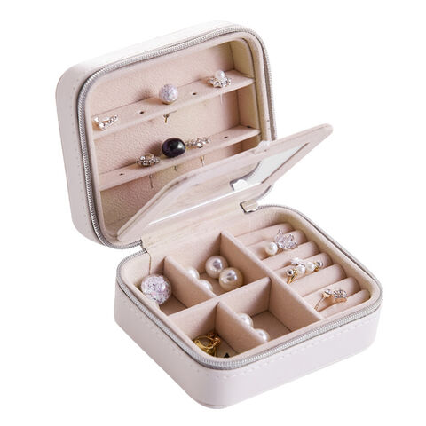 Mini Jewelry Box With Mirror Plastic Jewelry Organizer for Women