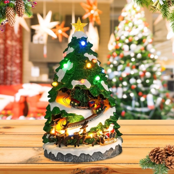1 pièce, maison miniature de décoration de Noël, petite maison lumineuse  créative de Noël, résine, décoration