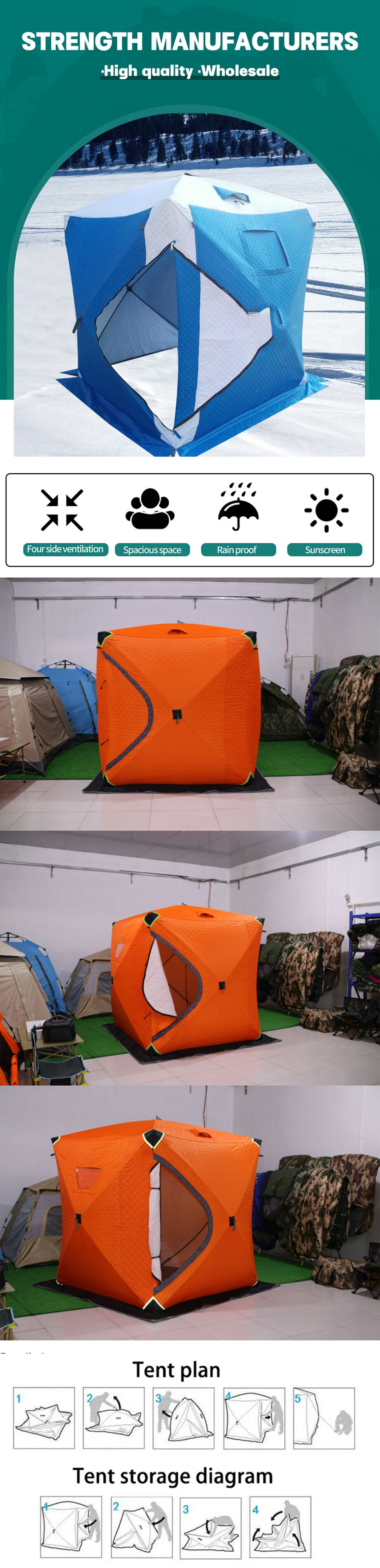 Ice Fishing Tent 300d Oxford Fabric Carp Bivvy Ice Shelter Strong