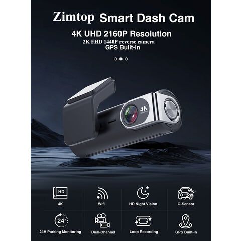 Dashcam 4k Gps Wifi 24h Moniteur de stationnement Dash Cam Vision nocturne  Double caméra pour voiture enregistreur vidéo arrière Dvr avant et arrière  2 Dvrs