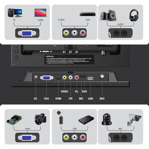 12'' HDMI Moniteur 1366 x 768 Mini écran LCD pour ordinateur CCTV