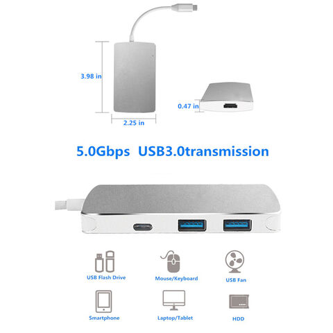 HUB com suporte para 4K/2K a 30Hz ou 1080P a 60Hz - Hub USB de alta resolução