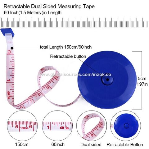 1.5M/60Inch Tape Measure Retractable Body Measurement Tape Measuring Ruler  Double Sided Metric Inch Meter Ruler Measuring Tools