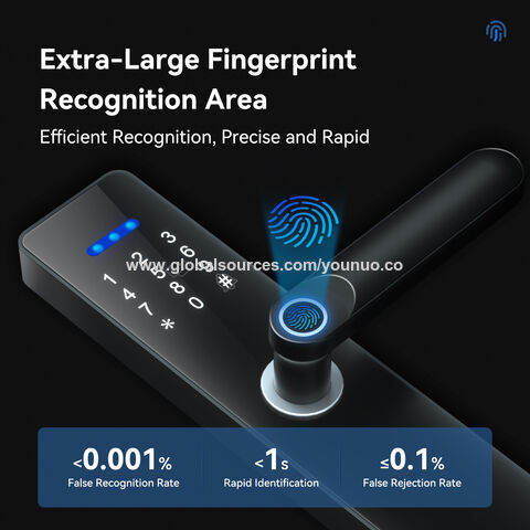 Serrure de Porte Connectée Biométrique à 999 Empreintes Bluetooth