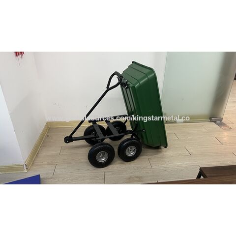Carros de jardín de acero Carro de descarga Carro de servicio pesado  carrito de césped con rueda y mango antideslizante para exteriores