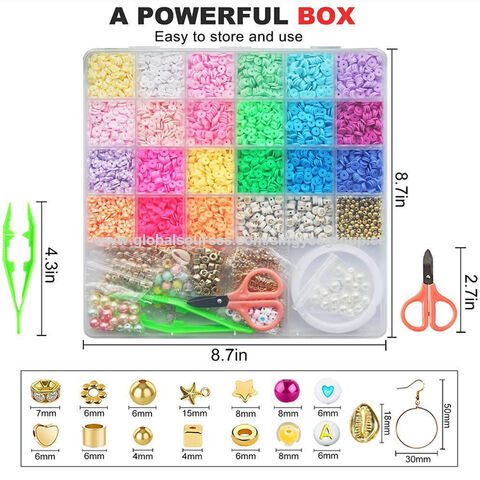 Polymer Clay Platte, Tonperlen Scheiben, DIY Schmuckzubehör Set Box, handgefertigte Armband Halskette Schmuckherstellung