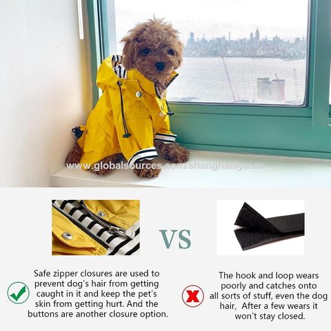 Dog Zip Up Dog Raincoat With Reflective Buttons Rain water Resistant Adjustable Drawstring Removable Hood Stylish Premium Dog Rain 4.41 Wholesale China Raincoat at Factory Prices from Shanghai Liyu In...