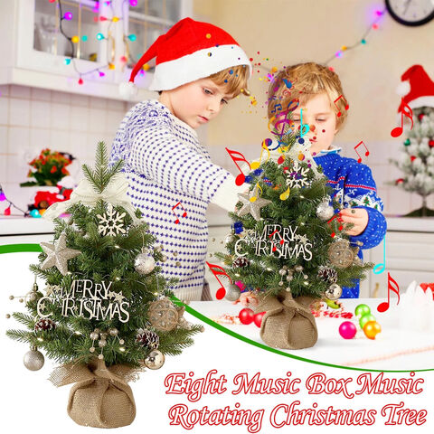 JingChun Mini Christmas Tree Small White Christmas Tree With Lights Pre Lit Tabletop Artificial Christmastree Indoor Decorations Outdoor Diy Xmas Home Party Wedding Deco
