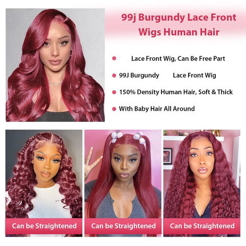 Burgundy Lace Frontal Wigs Human Hair For Women 99j Body Wave Wigs