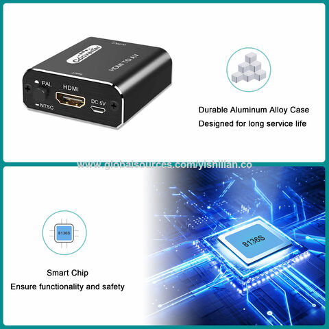 Convertisseur audio HDMI vers RCA, GANA, AV, 3RCA, CVBs, 1080P, avec prise  en charge PAL/NTSC et câble d'alimentation USB : : Électronique