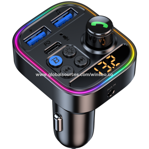 Bluetooth 5.0 Car Wireless FM Transmitter Adapter 2USB PD Charger AUX  Hands-Free
