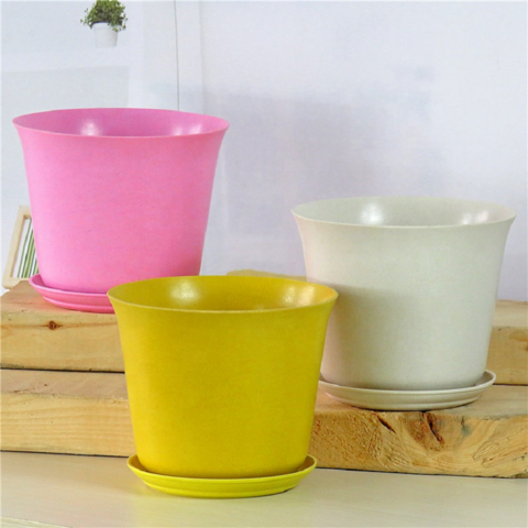 Vaso de plástico biodegradável de palha de trigo para suculentas - Vasos de jardim de plástico para plantas no atacado