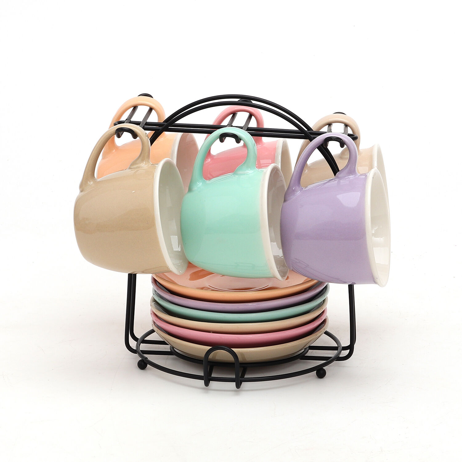 China Mug Set 6 Cups & 6 Plates + 1 Metal Rack#0767_023 - China ...