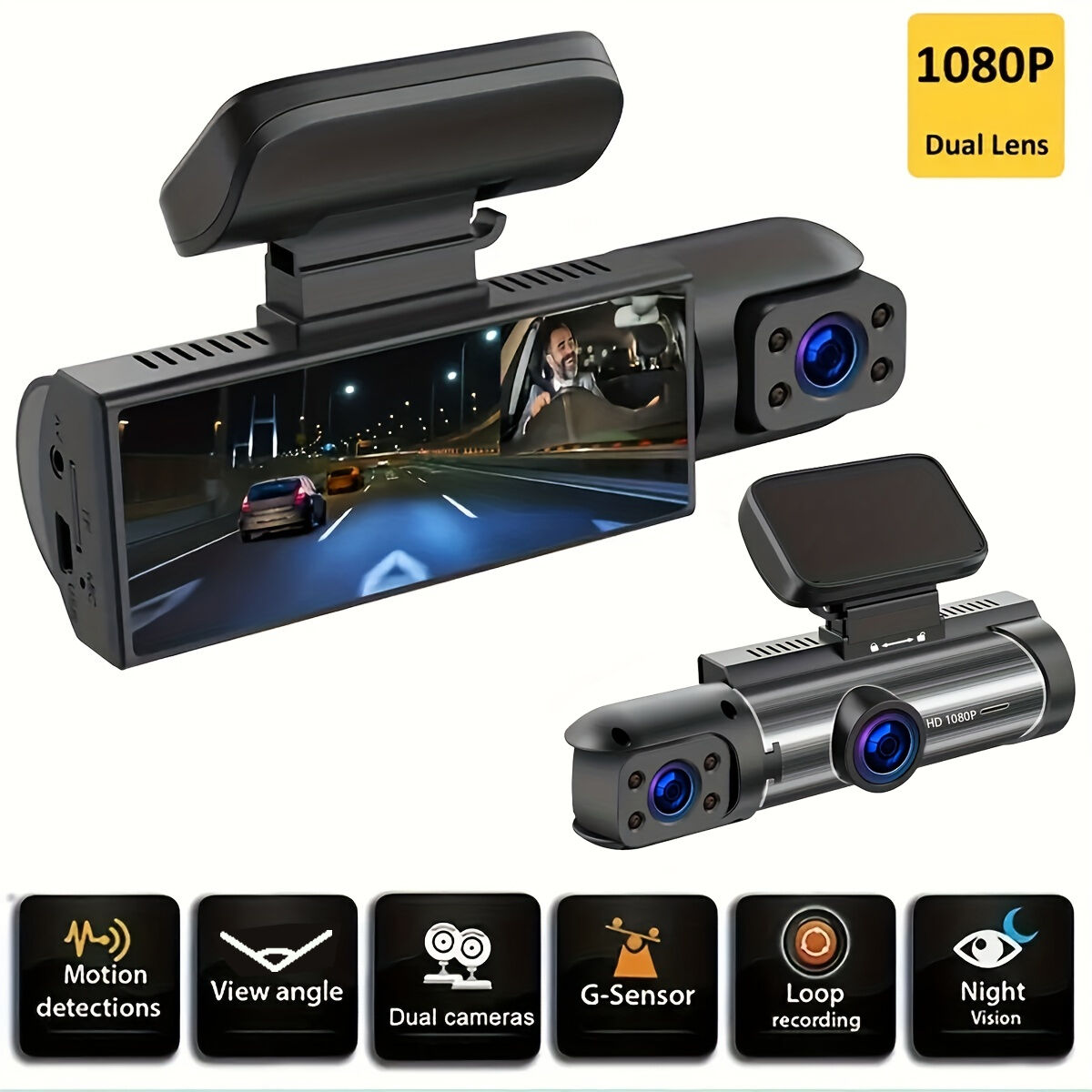 Buy Wholesale China Dash Cam 3.16in Dual Lens Driving Recorder Front Inside Camera  G-sensor Night Vision Wide-angle Car Dvr & Dash Camera at USD 13