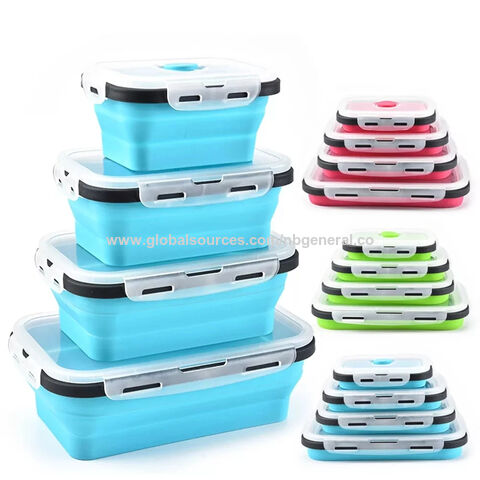 4 Pcs Silicone Collapsible Food Storage Containers with Lids