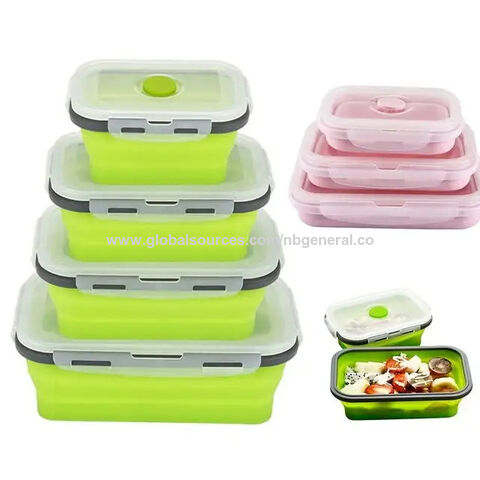 Buy Wholesale China Food Grade Microwavable Telescopic Collapsable Rubber Silicone  Lunch Box 500ml Foldable Food Storage Containers Custom Logo & Silicone  Lunch Box at USD 1.19