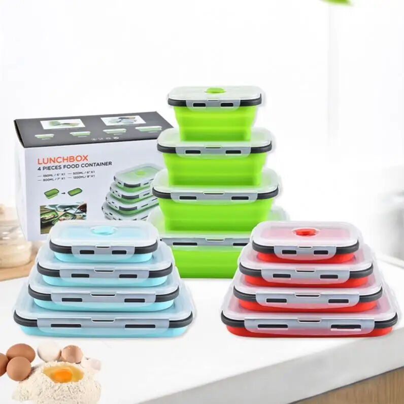 4pcs/lot Bento Lunch Box for Kids Adults 5 Compartments Sealed