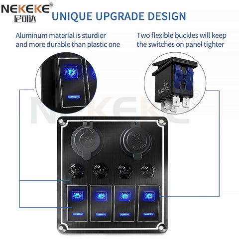 Buy Wholesale China 4.2a Dual Usb Charger Usb Socket Blue Led Light 4 Gang  Aluminum Rocker Switch Panel For Car Boat Marine Rv Truck & Switch Panel at  USD 16.3