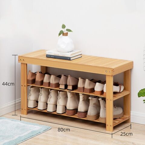 Bamboo 3-Tier Shoe Rack Bench Sturdy Shoe Organizer for Entryway Bedroom  Living Room Balcony, Hold up to 300lbs 