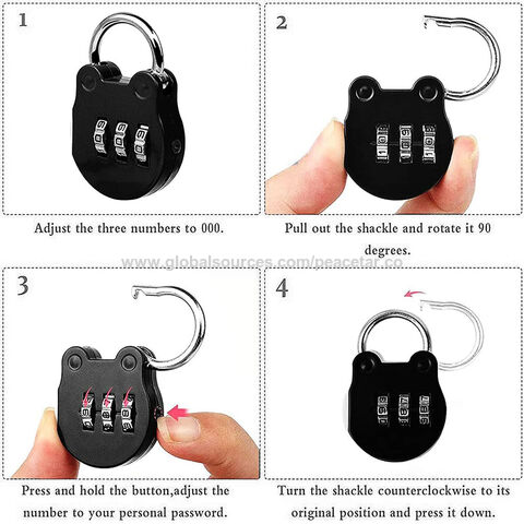 4-digit Combination Lock, Black Combination Padlock, Student