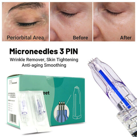 Inyector de mesoterapia desechable estéril de seguridad con 3 pines, aguja múltiple de cristal