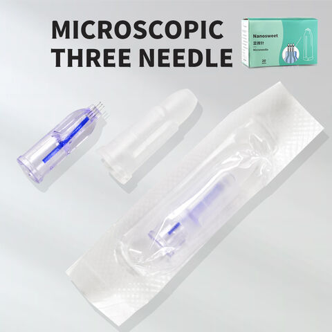 Inyector de mesoterapia desechable estéril de seguridad con 3 pines, aguja múltiple de cristal