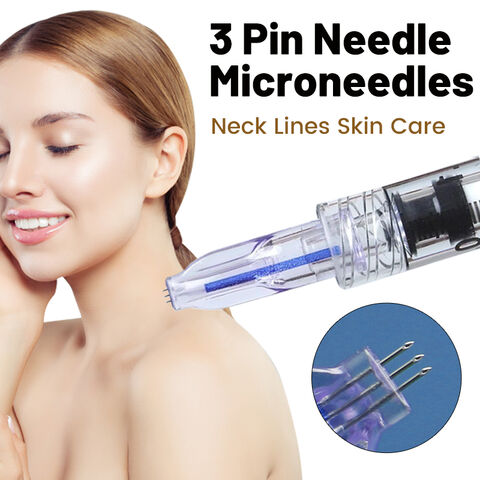 Inyector de mesoterapia desechable estéril de seguridad con 3 pines, aguja múltiple de cristal