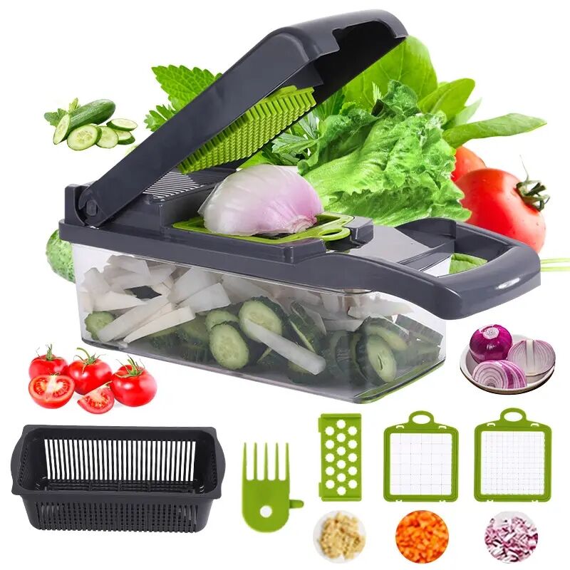 Vegetable Chopper - Multi functional 12-in-1 Food Choppers Onion Chopper  Vegetable Slicer Cutter with Multi-Blades,Colander Basket,Container for