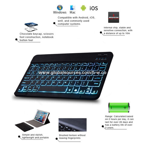  Teclado Bluetooth ultrafino portátil mini teclado inalámbrico  recargable para Apple iPad iPhone Samsung Tablet Teléfono Smartphone iOS  Android Windows (10 pulgadas negro) : Electrónica
