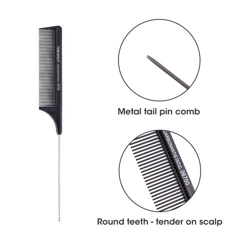 Buy Wholesale China Wholesale Custom Logo Plastic Barber Hairdressing Hair  Cutting Parting Comb Professional Braiding Carbon Fiber Rat Pin Tail Comb &  Hair Combs at USD 0.368