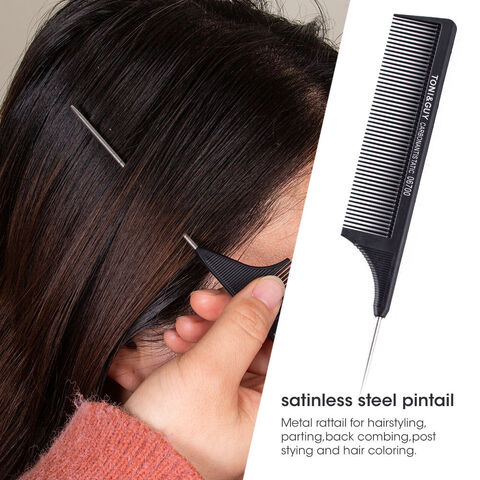Multicolor Selection Professional Metal Pin Anti-static Plastic Parting  Comb Rat Tail Hair Braiding Combs