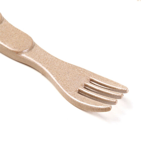 Ensemble de couverts biodégradables 100% naturels en balle de riz pour l'alimentation de bébé - Ensemble cuillère et fourchette