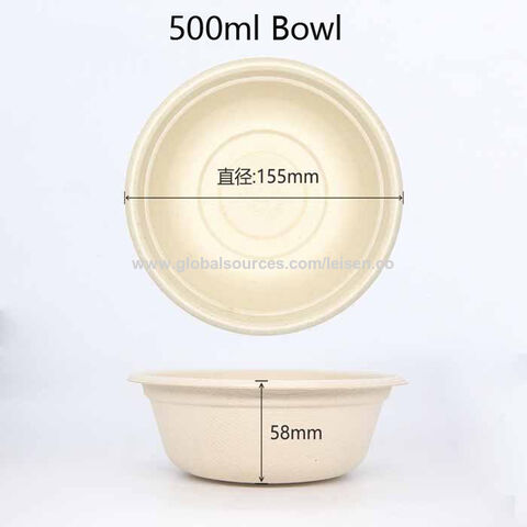 Pulp Safe No PFAS Added 8 oz Round White Sugarcane / Bagasse Salad Bowl - 4  1/2 x 4 1/2 x 1 3/4 - 100 count box