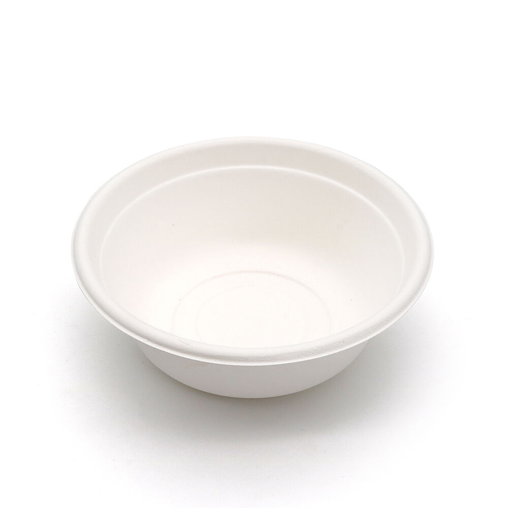 Pulp Safe No PFAS Added 8 oz Round White Sugarcane / Bagasse Salad Bowl - 4  1/2 x 4 1/2 x 1 3/4 - 100 count box