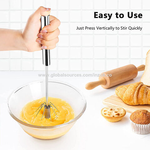 Buy Wholesale China Stainless Steel Manual Hand Mixer Kitchen Accessories  Semi-automatic Spinning Egg Push Whisk Egg Beater & Whisks at USD 0.25