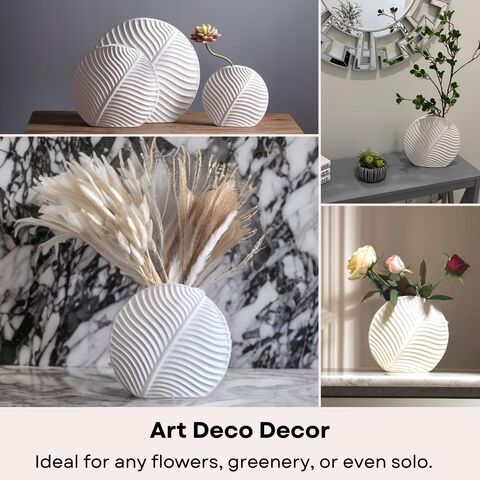 Buy Black and White Vase Set, 9.3” Tall White Ceramic Vase for Flowers,  Matte Black Vase for Decor Modern, Decorative Vase for Home Decor Boho Vase,  Black Flower Vase Modern Home Decor (