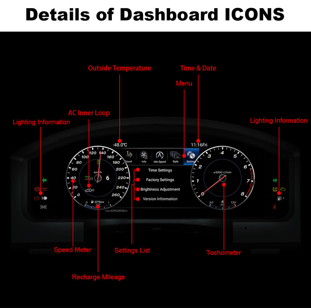 12.3 Inch Ultra Hd Blue Screen Lcd Digital Dashboard Multifunction ...